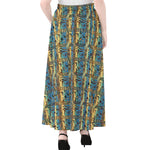 Egyptian Eye Of Horus Pattern Print Chiffon Maxi Skirt