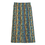 Egyptian Eye Of Horus Pattern Print Cotton Front Slit Maxi Skirt