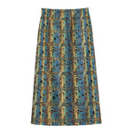 Egyptian Eye Of Horus Pattern Print Cotton Front Slit Maxi Skirt