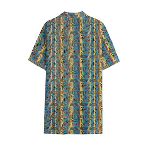 Egyptian Eye Of Horus Pattern Print Cotton Hawaiian Shirt