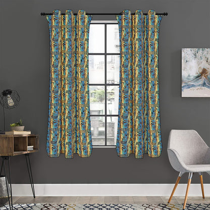 Egyptian Eye Of Horus Pattern Print Curtain