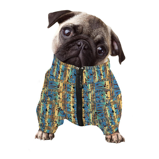Egyptian Eye Of Horus Pattern Print Dog Zip Up Jacket
