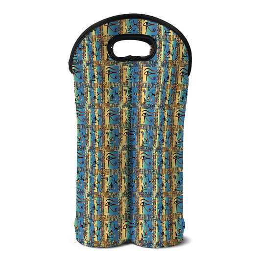 Egyptian Eye Of Horus Pattern Print Double Neoprene Wine Tote
