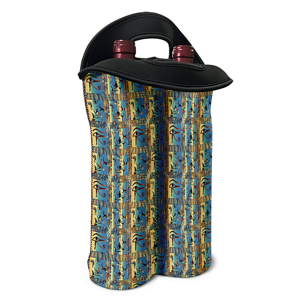 Egyptian Eye Of Horus Pattern Print Double Neoprene Wine Tote