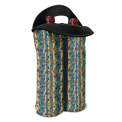 Egyptian Eye Of Horus Pattern Print Double Neoprene Wine Tote
