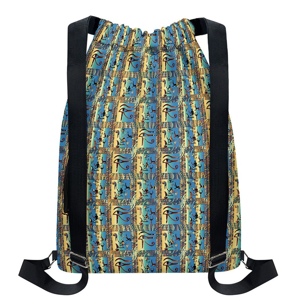 Egyptian Eye Of Horus Pattern Print Drawstring Backpack