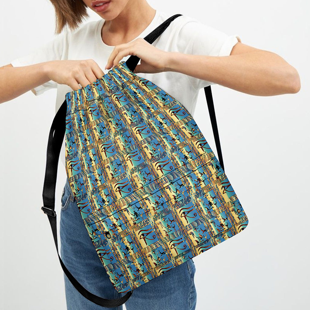 Egyptian Eye Of Horus Pattern Print Drawstring Backpack