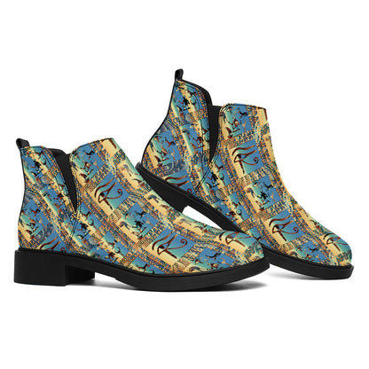Egyptian Eye Of Horus Pattern Print Flat Ankle Boots