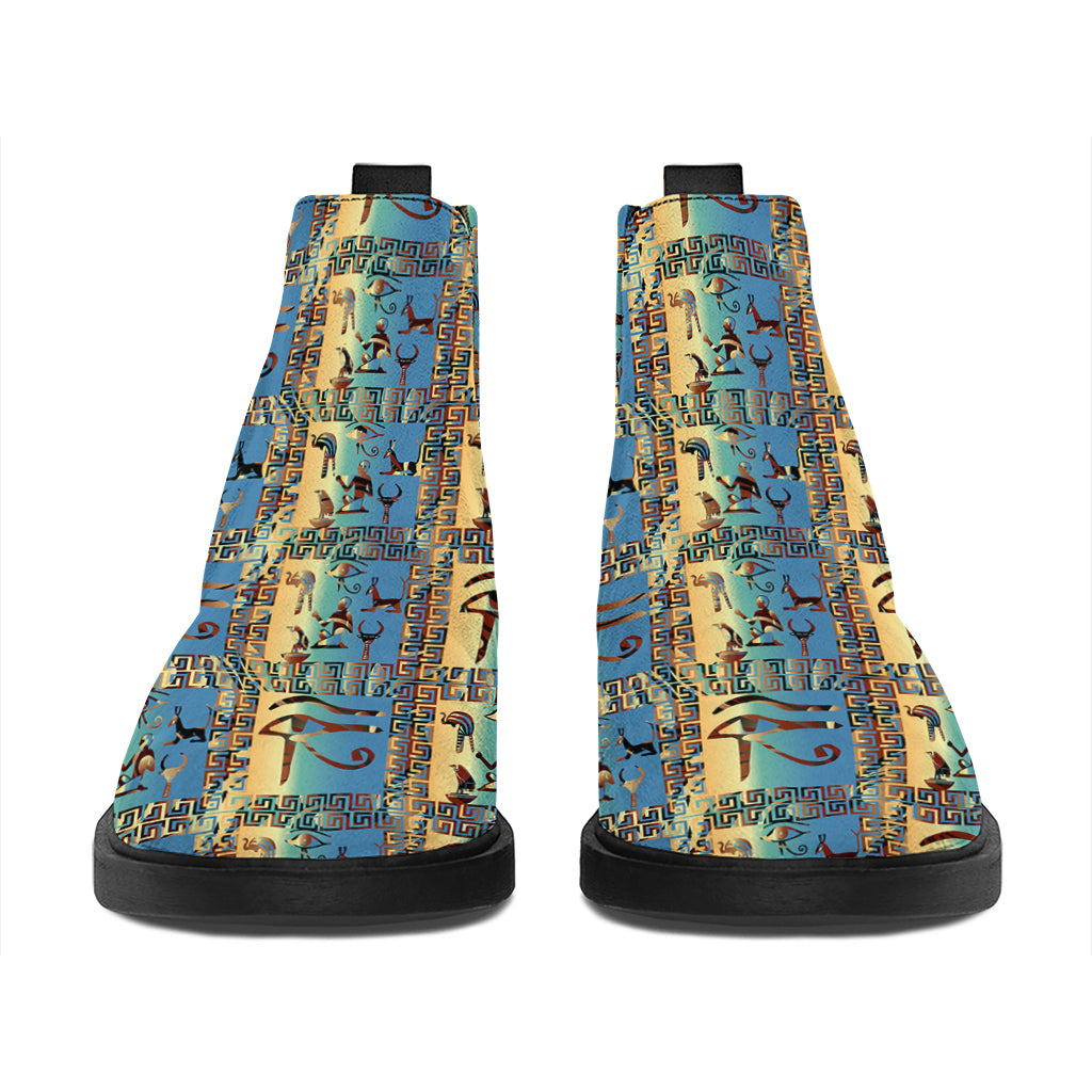Egyptian Eye Of Horus Pattern Print Flat Ankle Boots