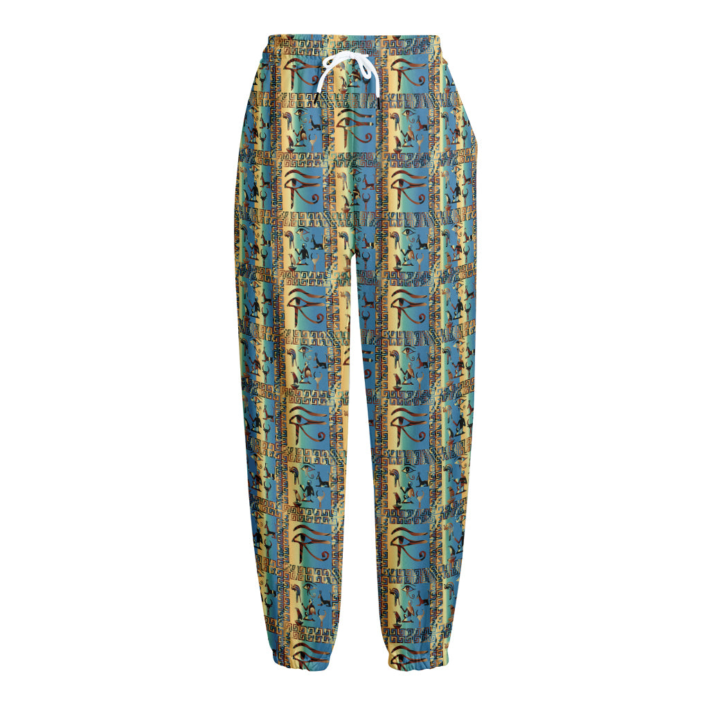 Egyptian Eye Of Horus Pattern Print Fleece Lined Knit Pants