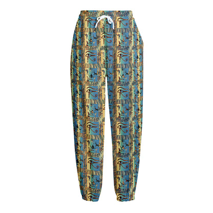 Egyptian Eye Of Horus Pattern Print Fleece Lined Knit Pants