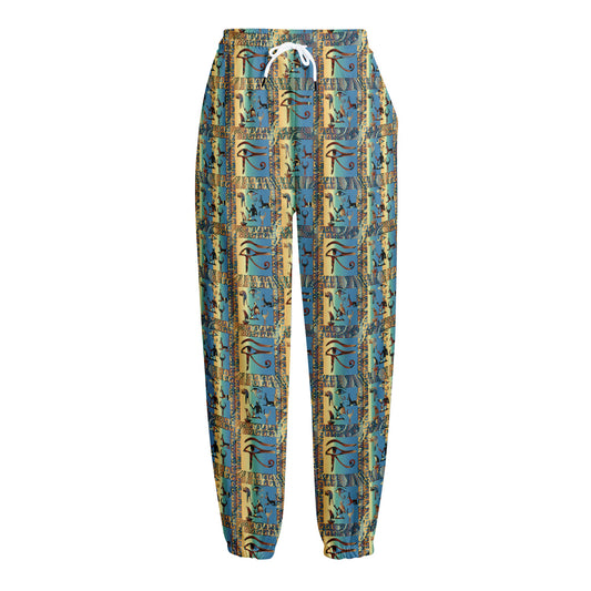 Egyptian Eye Of Horus Pattern Print Fleece Lined Knit Pants