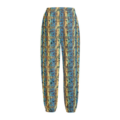 Egyptian Eye Of Horus Pattern Print Fleece Lined Knit Pants