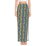 Egyptian Eye Of Horus Pattern Print High Slit Maxi Skirt