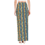 Egyptian Eye Of Horus Pattern Print High Slit Maxi Skirt