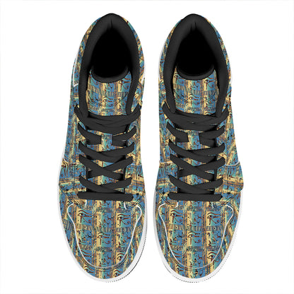Egyptian Eye Of Horus Pattern Print High Top Leather Sneakers