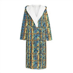 Egyptian Eye Of Horus Pattern Print Hooded Bathrobe