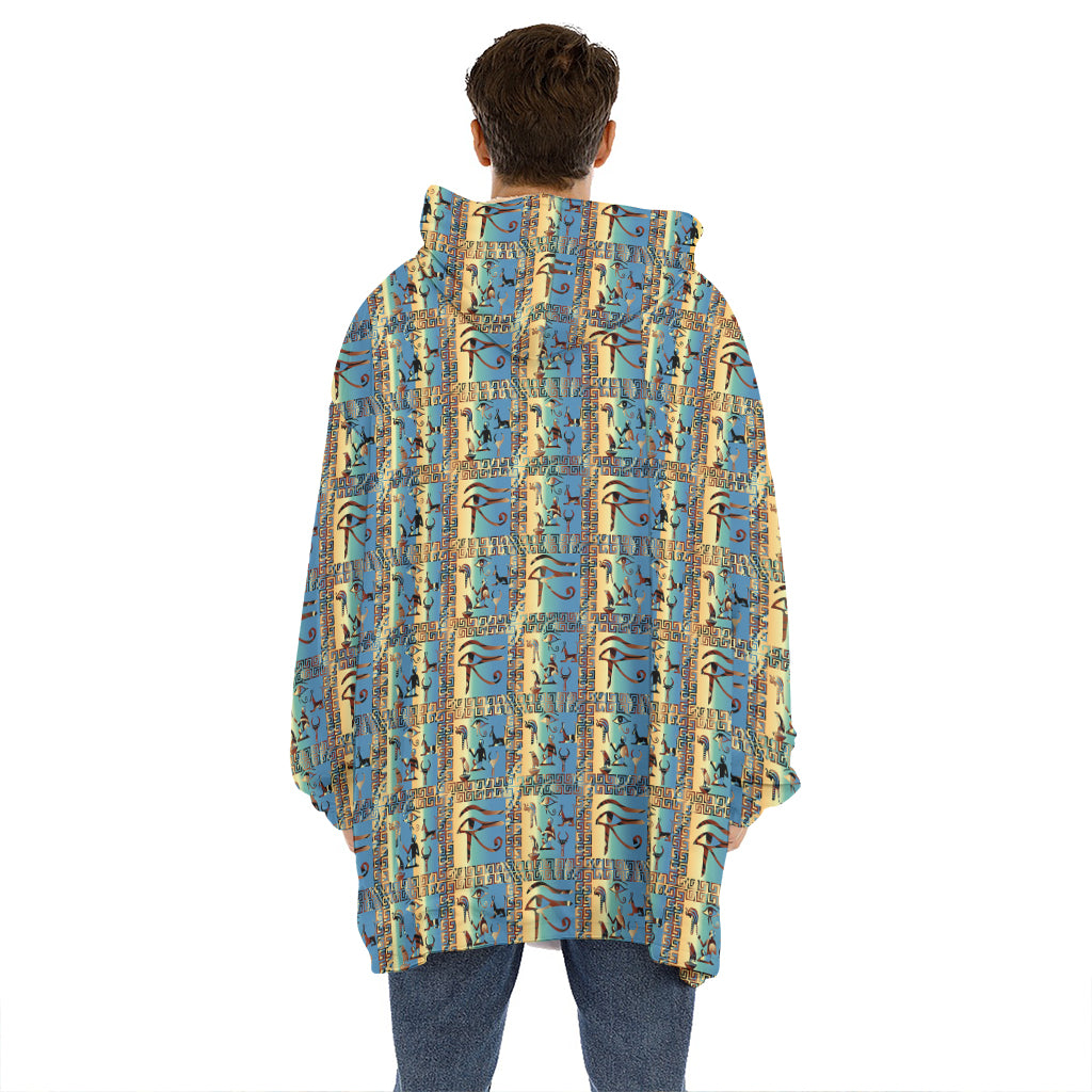 Egyptian Eye Of Horus Pattern Print Hoodie Blanket