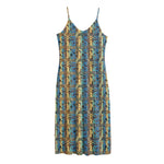 Egyptian Eye Of Horus Pattern Print Jersey Midi Cami Dress