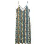 Egyptian Eye Of Horus Pattern Print Jersey Midi Cami Dress
