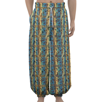 Egyptian Eye Of Horus Pattern Print Lantern Pants