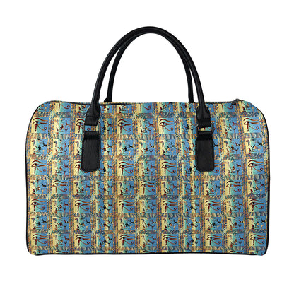 Egyptian Eye Of Horus Pattern Print Leather Duffle Bag