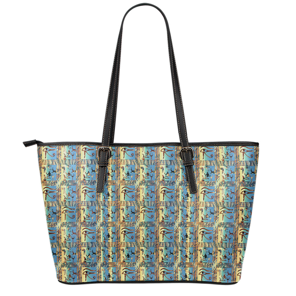 Egyptian Eye Of Horus Pattern Print Leather Tote Bag