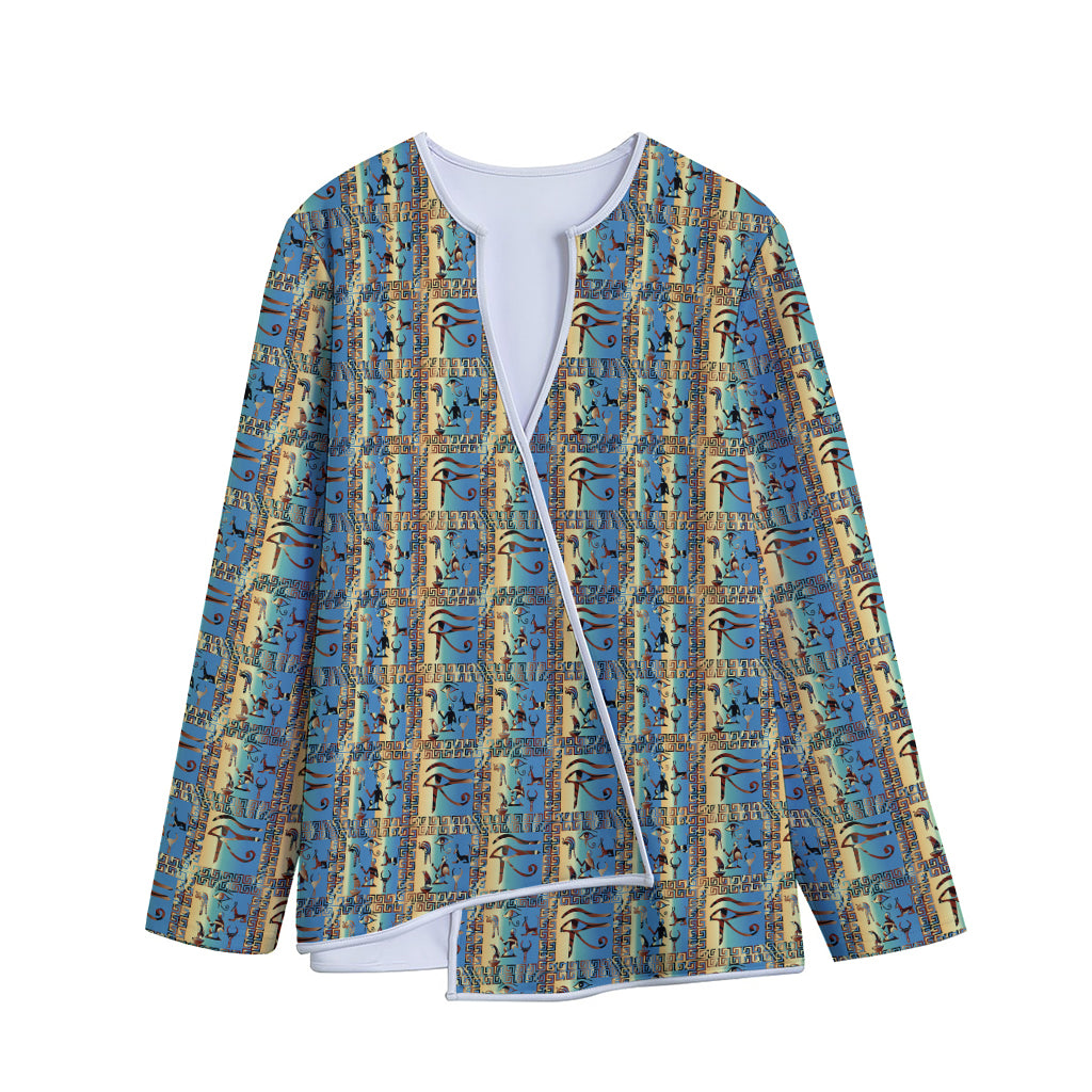 Egyptian Eye Of Horus Pattern Print Long Sleeve Short Coat