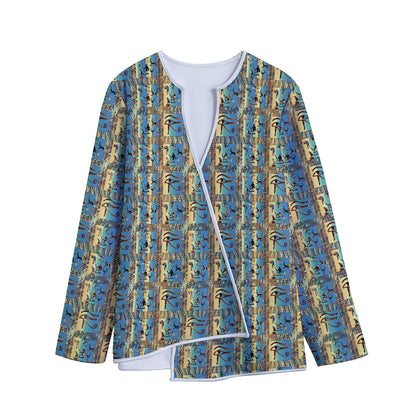 Egyptian Eye Of Horus Pattern Print Long Sleeve Short Coat