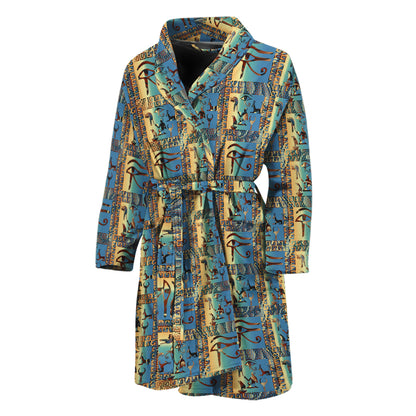 Egyptian Eye Of Horus Pattern Print Men's Bathrobe