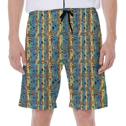 Egyptian Eye Of Horus Pattern Print Men's Beach Shorts