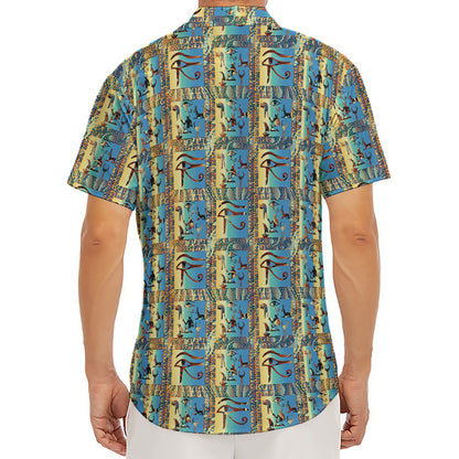 Egyptian Eye Of Horus Pattern Print Men's Deep V-Neck Shirt