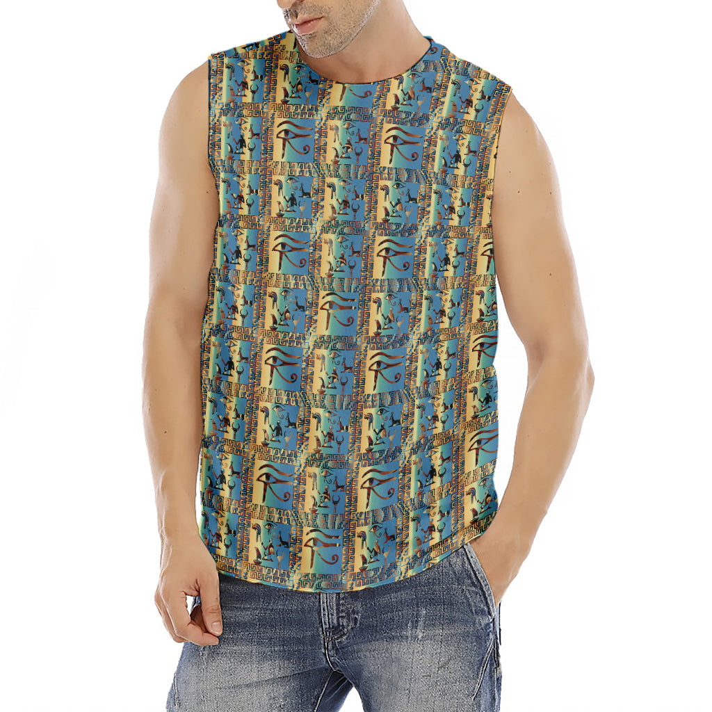 Egyptian Eye Of Horus Pattern Print Men's Fitness Tank Top