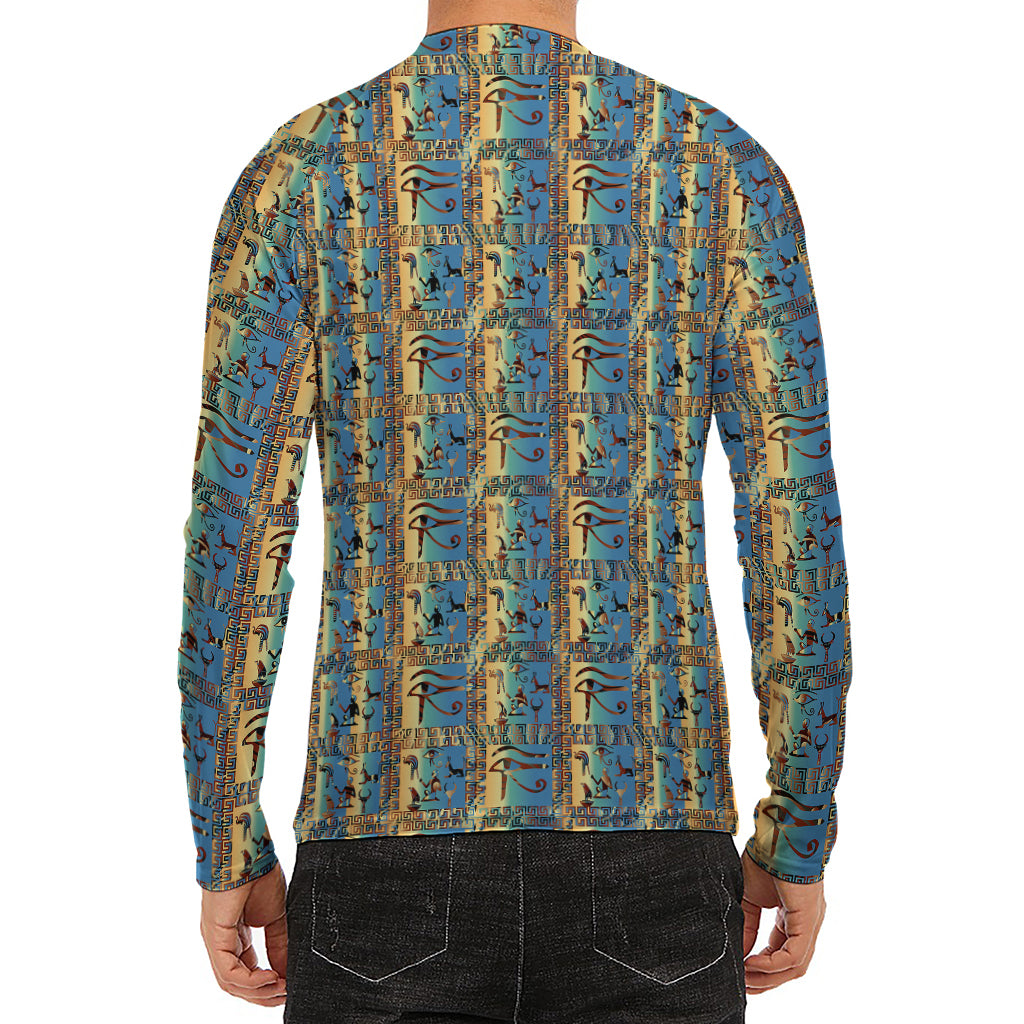 Egyptian Eye Of Horus Pattern Print Men's Long Sleeve Rash Guard
