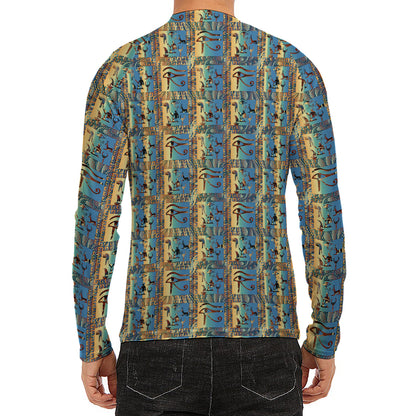 Egyptian Eye Of Horus Pattern Print Men's Long Sleeve Rash Guard