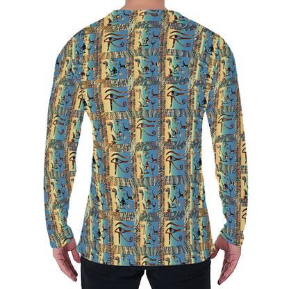 Egyptian Eye Of Horus Pattern Print Men's Long Sleeve T-Shirt