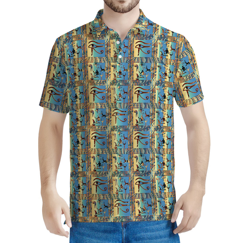 Egyptian Eye Of Horus Pattern Print Men's Polo Shirt