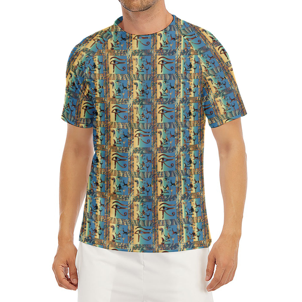 Egyptian Eye Of Horus Pattern Print Men's Short Sleeve Rash Guard