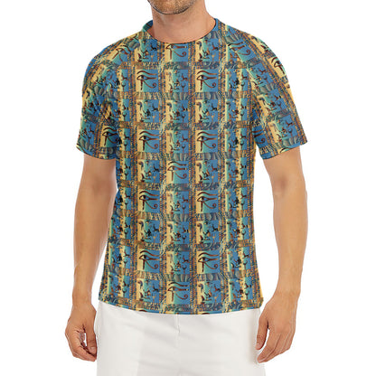 Egyptian Eye Of Horus Pattern Print Men's Short Sleeve Rash Guard