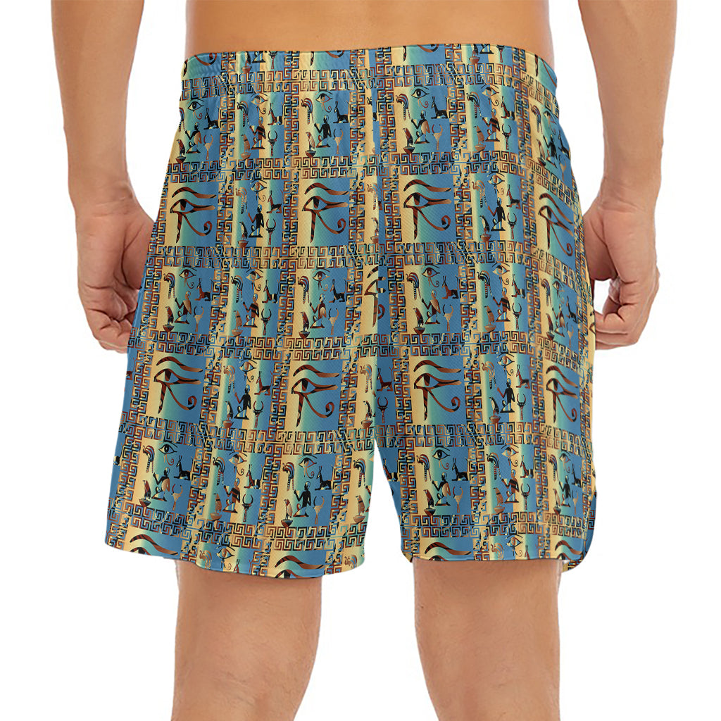 Egyptian Eye Of Horus Pattern Print Men's Split Running Shorts