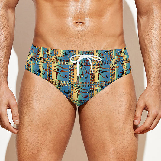 Egyptian Eye Of Horus Pattern Print Men's Swim Briefs
