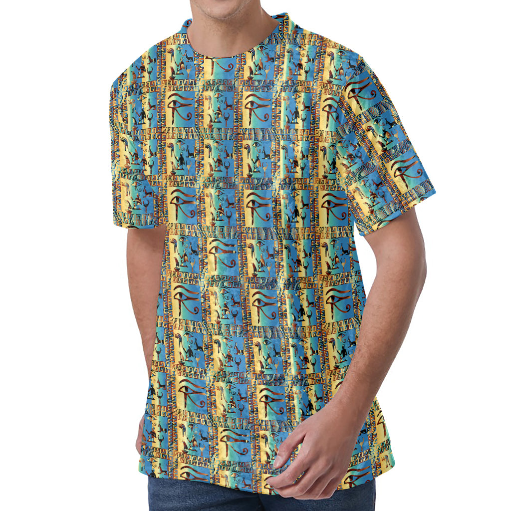 Egyptian Eye Of Horus Pattern Print Men's Velvet T-Shirt