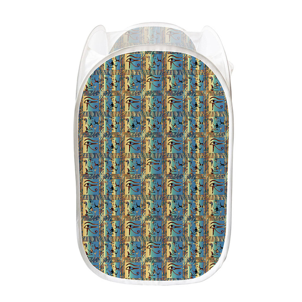 Egyptian Eye Of Horus Pattern Print Mesh Laundry Hamper