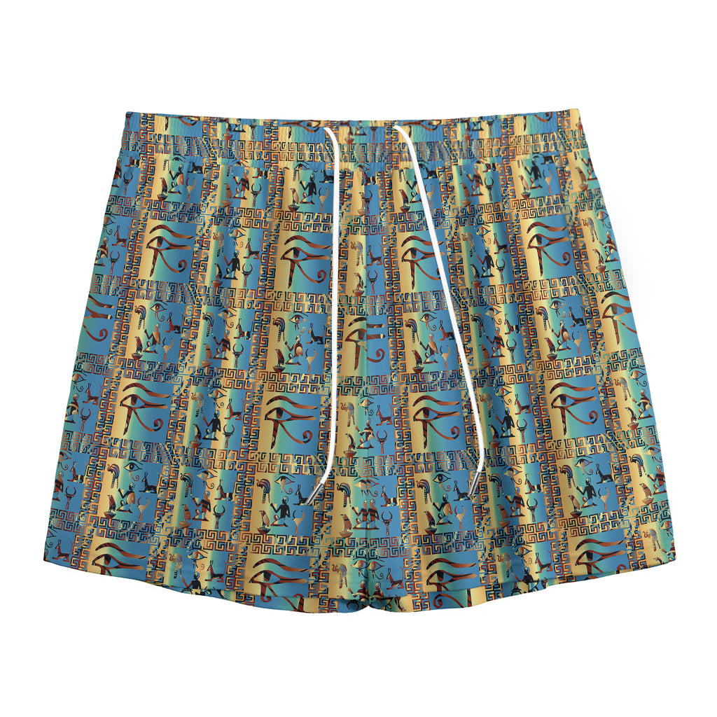Egyptian Eye Of Horus Pattern Print Mesh Shorts