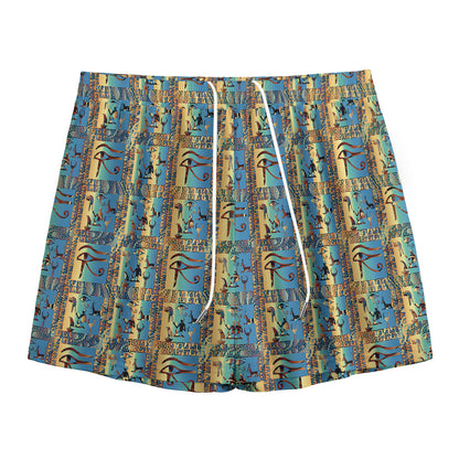 Egyptian Eye Of Horus Pattern Print Mesh Shorts