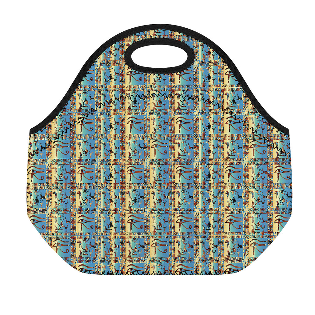 Egyptian Eye Of Horus Pattern Print Neoprene Lunch Bag