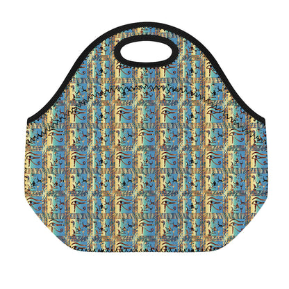 Egyptian Eye Of Horus Pattern Print Neoprene Lunch Bag