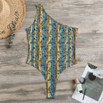 Egyptian Eye Of Horus Pattern Print One Shoulder Bodysuit