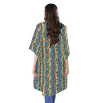 Egyptian Eye Of Horus Pattern Print Open Front Beach Cover Up