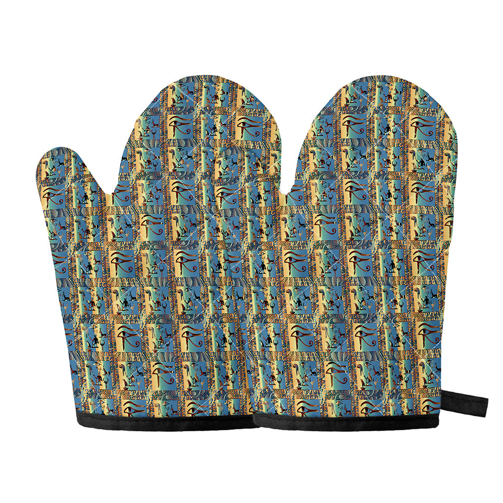 Egyptian Eye Of Horus Pattern Print Oven Mitts